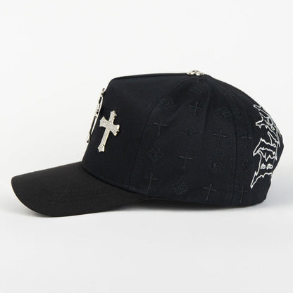 Caps Fans 3 Cruces Silver Black / Visor Suede Snapback