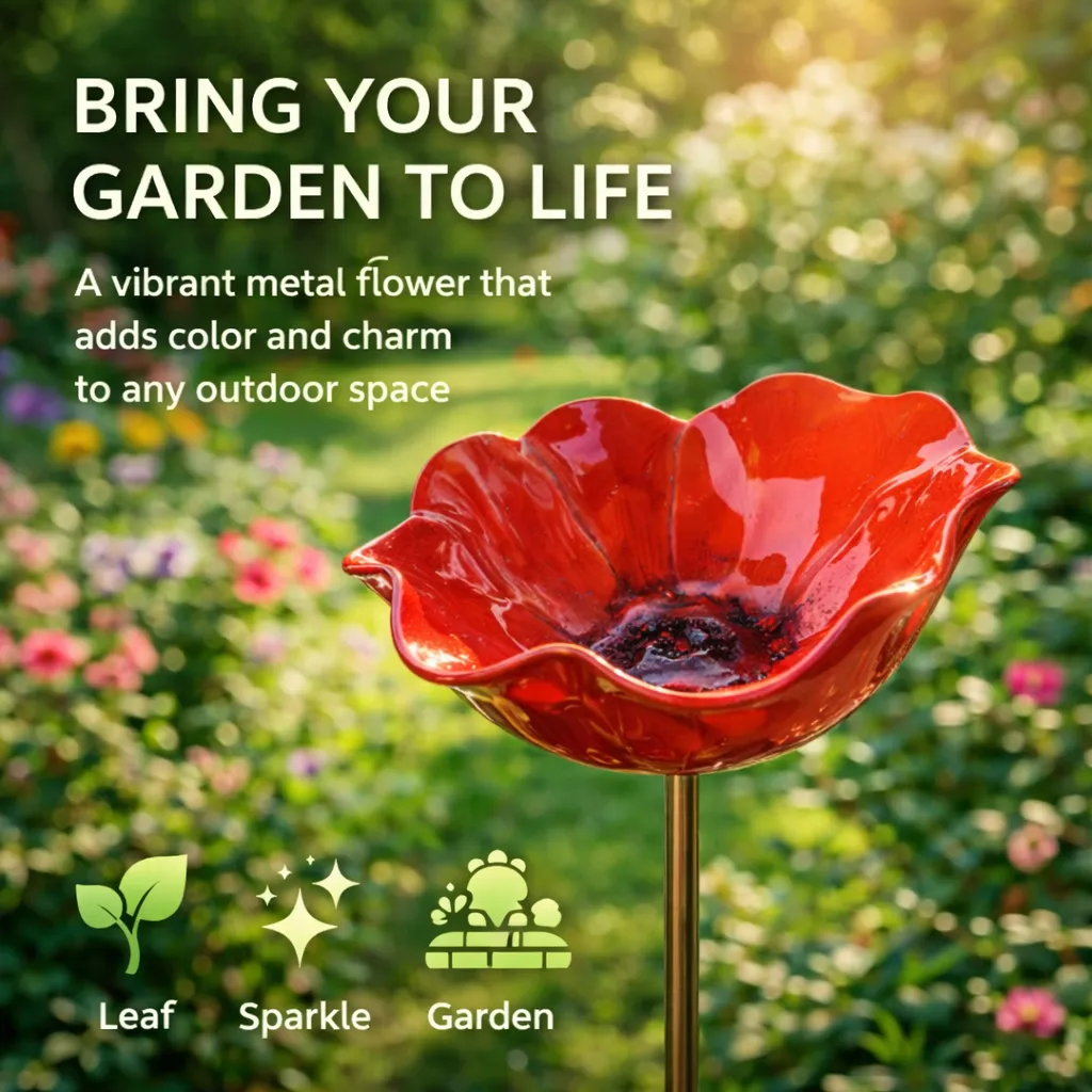 SEREINEX® Handmade Metal Flower Garden Stake
