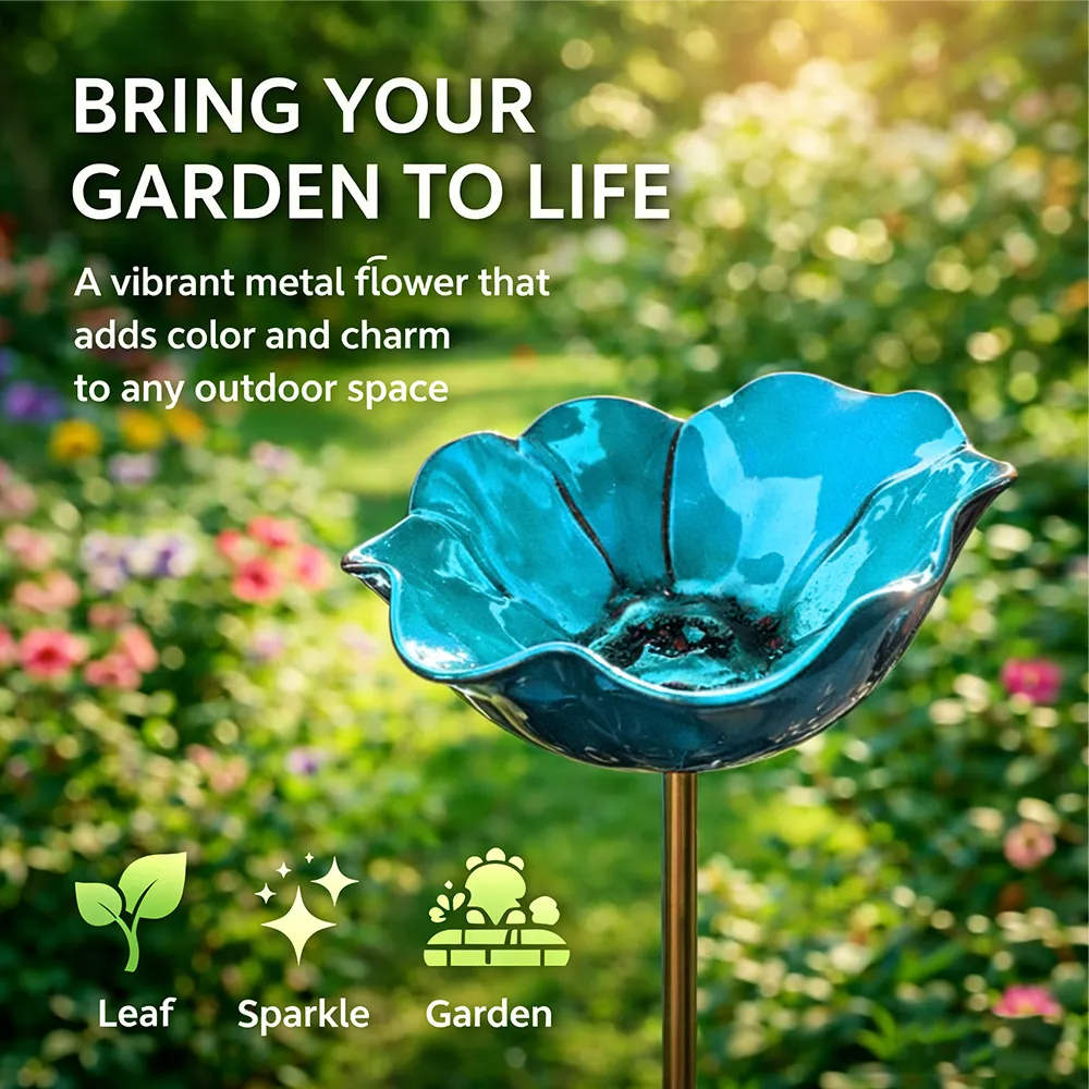 SEREINEX® Handmade Metal Flower Garden Stake